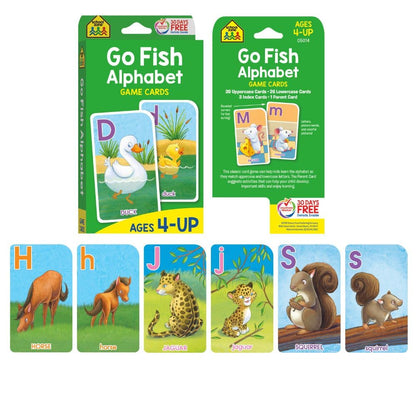 School Zone Alphabet 4-Pack Flash Cards: 224 Cards, Preschool, Kindergarten, Go Fish Alphabet, Three-Letter Words, Alphabet Match, Lowercase & Uppercase Letters, Letter-Picture Recognition, Ages 3+