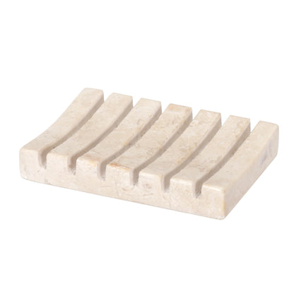 Creative Home Natural Marble Self-Draining Soap Dish Tray, Beige Holder