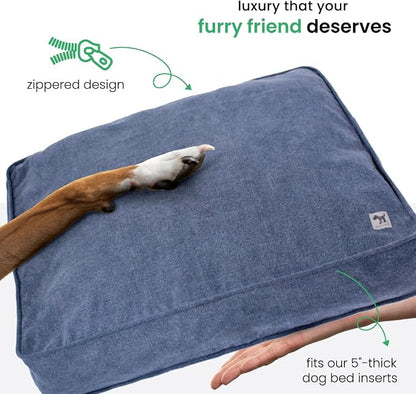 Molly Mutt Dragonstone Dog Bed Duvet Cover, GOTS-Certified 100% Cotton Canvas Cover for Dog, Puppy, or Cat Bed, Durable, Washable, and Free of Harmful Chemicals, Medium/Large, 27"x36"x5", Blue