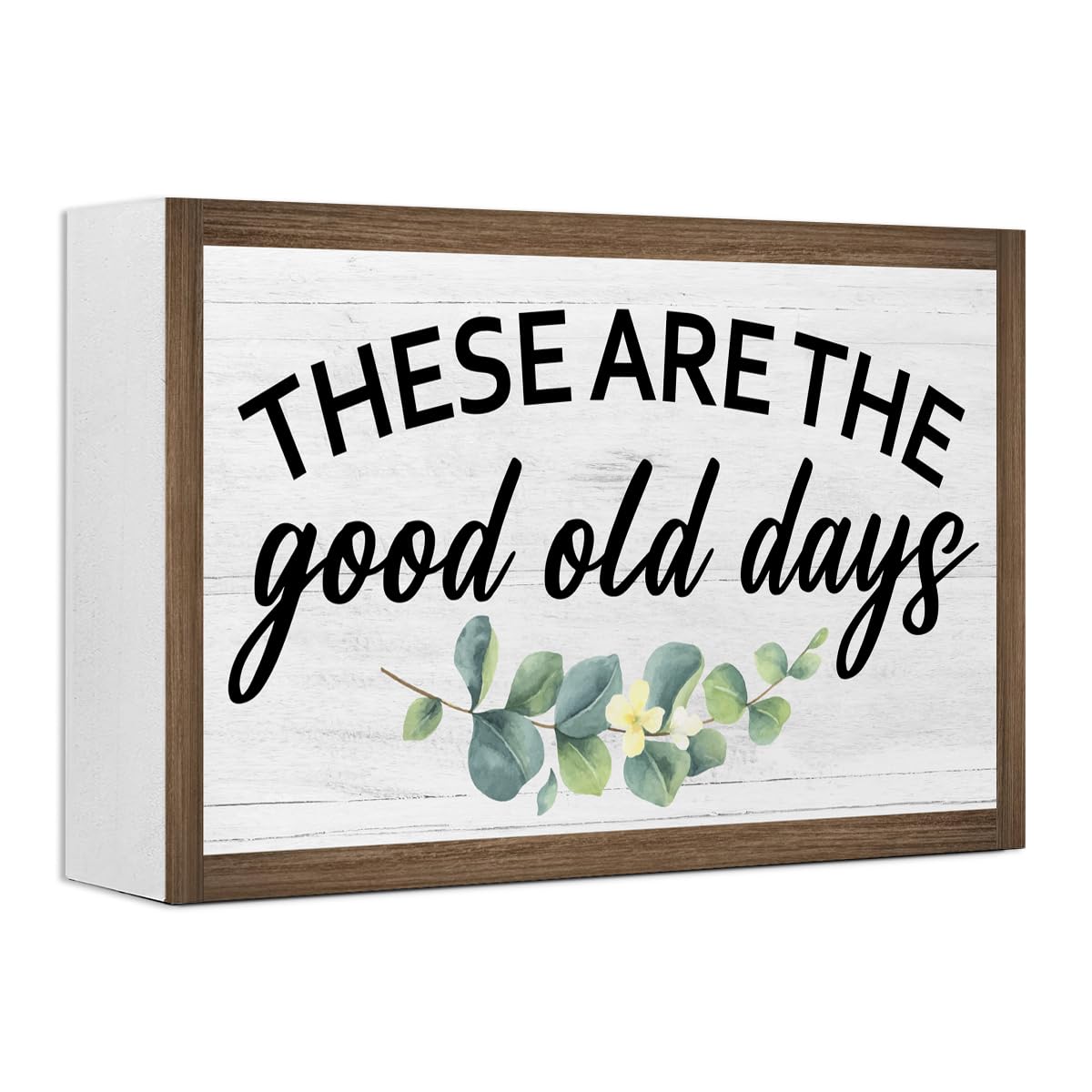 These Are The Good Old Days Wooden Box Sign Desk Decor,Rustic Farmhouse Love Sign Wood Block for Home Bedroom Shelf Tabletop Wall Decor