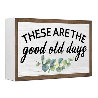 These Are The Good Old Days Wooden Box Sign Desk Decor,Rustic Farmhouse Love Sign Wood Block for Home Bedroom Shelf Tabletop Wall Decor