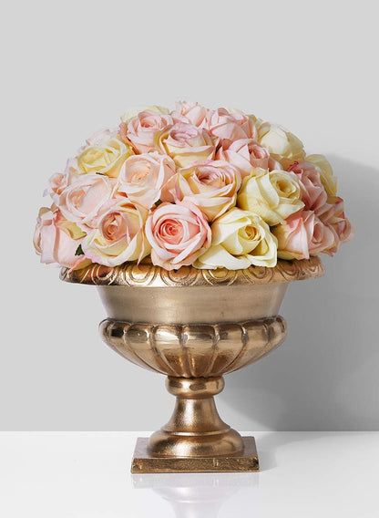 Serene Spaces Living Gold-Plated Sorrento Flower Urn, Home Décor, Event Centerpieces, Wedding, Parties, Floral Arrangements, Indoor/Outdoor Urn Planter, Single