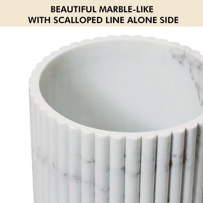 DoveeDosa Marble White Luxury Stone Bathroom Trash Can, Modern Bathroom Office Trash Can, Resin Wastebasket, Garbage Receptacle Bin for Bathrooms, Offices, Powder Rooms, Kitchens (Marble White)