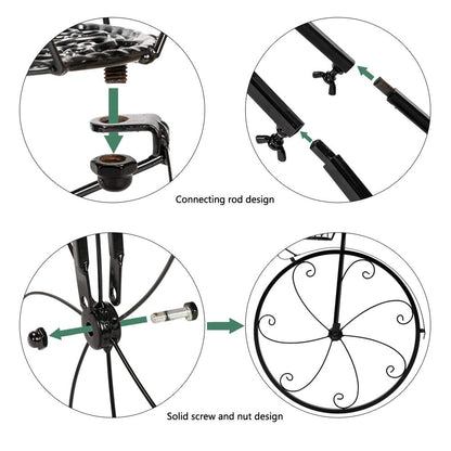 Guilansa Tricycle Plant Stand, Flower Pot Cart Holder Patio Stand Holder Outdoor Displaying Plants Flowers (Black)