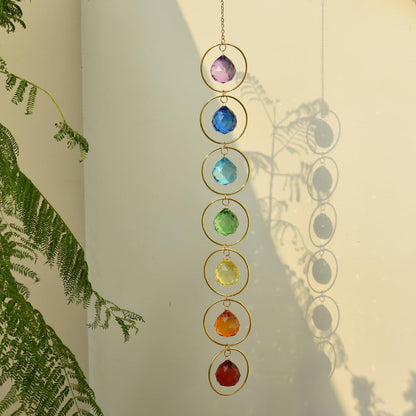 7-Chakra Hanging Crystal Chakra Suncatcher Chakra Wall Decor for Meditation