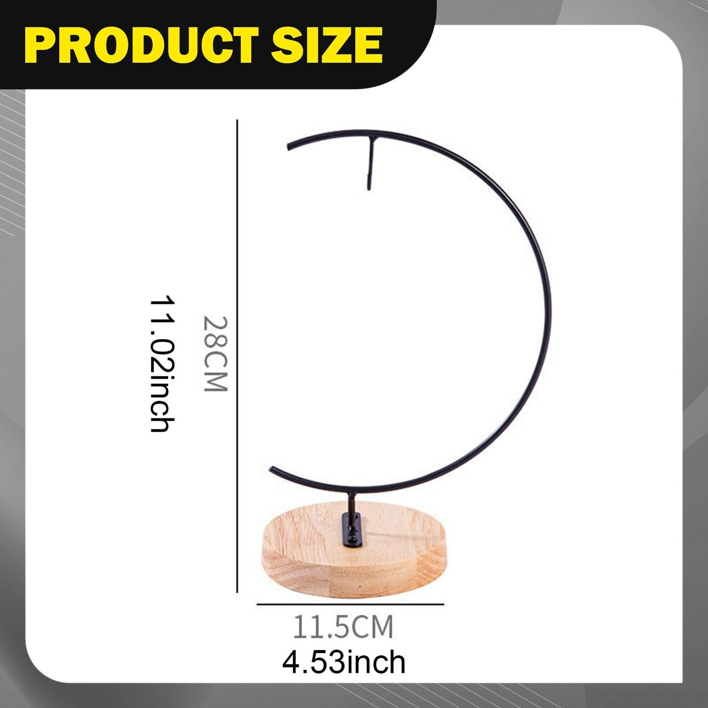 JISADER Terrarium Ornament Display Stand with Wood Base Creative Hanging Hook Glass Globe Holder for Christmas Party Decor Air Plant