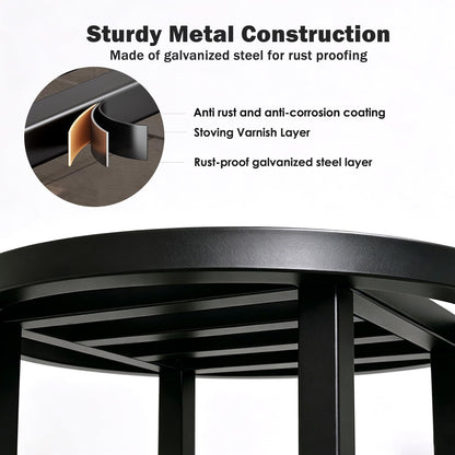 Hongsane Plant Stand Indoor Outdoor,13" Round Metal Plant Stands Riser,Heavy Duty Wrought Iron Pedestal Holders for Large Flower Pot,Outside Rust-Proof Black Flower Display Shelf for Patio,2-Pack