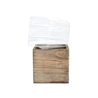 CYS EXCEL Cube Planter Box with Removable Plastic Liner (4"x4"x4")(4 PCS) | Multiple Size Choices Wood Square Planter | Indoor Decorative Window Box