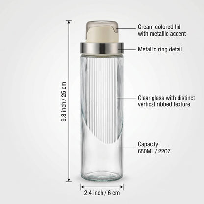 shuielai 22 oz Large Glass Sugar Dispenser with Pour Spout, Anti-Slip Ribbed Glass Container, Large Capacity Shaker Jar for Sugar Salt Coffee and Kitchen Baking
