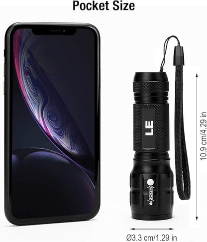 Lighting EVER LED Flashlights High Lumens, Small Flashlight, Waterproof, Adjustable Focus Flash Light for Outdoor, Emergency, Camping, AAA Batteries Included, 2 Pack