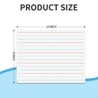 6pack Dry Erase Board 9"x12"with Lines and Blank Surface Learning,Math,Writing Teacher & Homeschool Supplies Mini Whiteboard Erasers Included Colors pens
