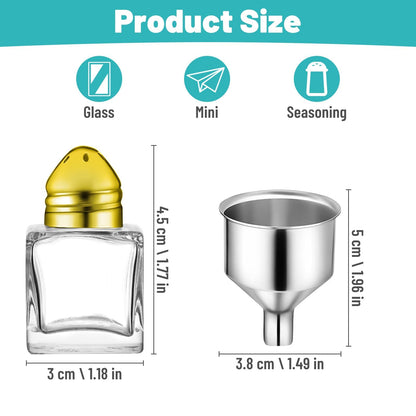 Set of 12 Mini Salt and Pepper Shakers Mini Spice Shaker Small Salt and Pepper Shakers 0.5 oz Glass Cube with 2 Pcs Funnel for Wedding Party Restaurant Home Kitchen Birthday Thanksgiving