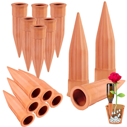 TKSCUSR Plant Self-Watering Stakes-15 Pack Terracotta Automatic Plant Waterer Devices Auto-Water Irrigation System for Indoor/Outdoor Plants