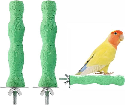 Parrot Perch Stand, Bird Beak Grinding Stone, Anti-Slip Parakeet Nail Trimming Stick Resin Beak Grinder Stone Perches Washable Claw Trimmer Stand for Parrot Cage Accessories (Green, Large)