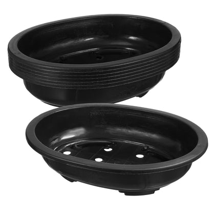 Kisangel 6pcs Large Oval Gardening Pots Plastic Plant Containers with Drainage Holes for Outdoor Indoor Flower Pots Planters Suitable for Garden and Patio Use