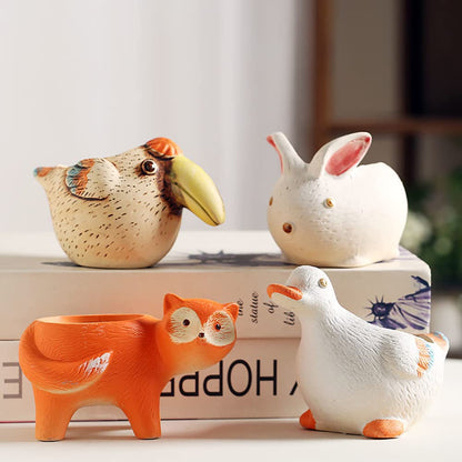 DIYOMR 5 Inch Animal Planter, Cartoon Woodpecker Shaped Ceramic Pots Small Flower Pot Plant Container for for Office Home Desktop Indoor/Outdoor Decor- Plants Not Included