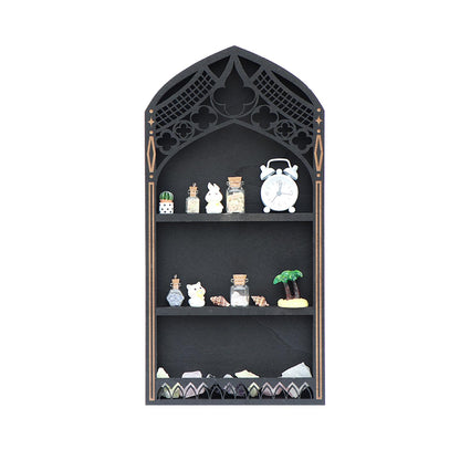 Xinsheinelry French Multi Layer Shelf for Crystal Mineral Agates Decorations Easy to Assemble Tiers Wooden Layer French