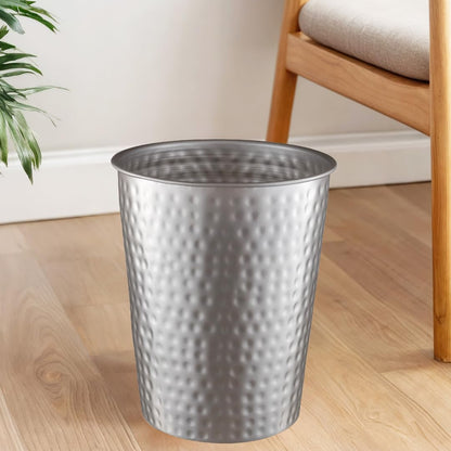 Monarch Abode Metal Bathroom Trash Can – Waste Basket for Bedroom, Office Desk, & Dorm, Hand Hammered, Durable Decorative Pewter Small Trash Can Bathroom Garbage Bin Wastebasket