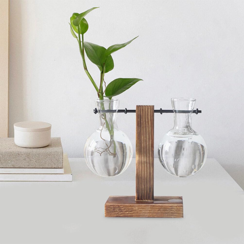 Toddmomy Hydroponic Glass Planters 2-Pack Clear Bulb Vase Accessories for Indoor Plant Propagation Table Centerpiece Home Decor Terrarium Display 3.93X2.75X2.75In