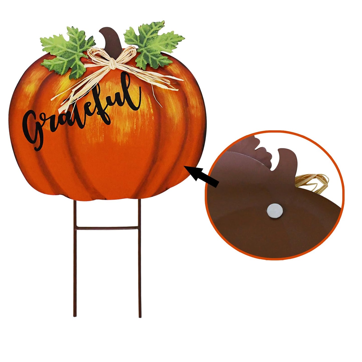 Linfevisi Fall Decor Outdoor Pumpkin Stakes Yard Signs Metal Garden Stake Stacked Pumpkins Lawn Ornaments Yard Art Outside Decorations Autumn Harvest for Thanksgiving Porch Patio 18 Inch
