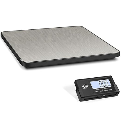 QP Shipping Scale, 440 lb/0.35 oz High Accuracy Digital Postal Scale, Postage Scale, Wireless LCD Display, Hold/Tare Function, Lightweight Scale for Packages/Luggage/Pet, Battery & AC Adapter Included