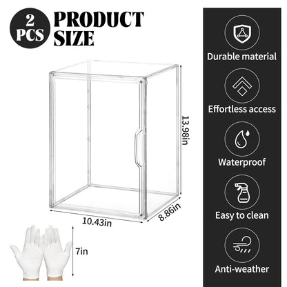 2 Pcs Mini Greenhouse for Indoor Clear Portable Tabletop Greenhouse with Magnetic Door Stackable Waterproof Small Plant Tent for Indoor Plants Growing & Seed Starting 14.2×10.6×8.7 Inch