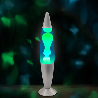 JAMBO 16" Beautiful Lamp- Blue with Yellow/Green Wax, Relaxing Liquid Light, Night Light Nightlight, Home Decor Living Room Office Bedroom Lamp for Adults Teens Kids, Magma Motion