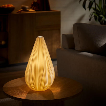 RONDURE 12.5" Modern Ceramic Table Lamp, Fully Dimmable Bedside Lamp for Bedroom Living Room Nightstand, White Translucent Ceramic Shade, Warm Ambient Decorative Corded Lighting, Bulb Included