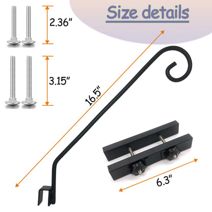 NEECONG Deck Hook Rail Suitable for Hanging Flower Baskets Wind Chimes Planters Bird Feeders Lights, Heavy Duty Fence Deck Hook Rail Holds up to 15lbs with Ease Note: Pole Length: 16.5 inches