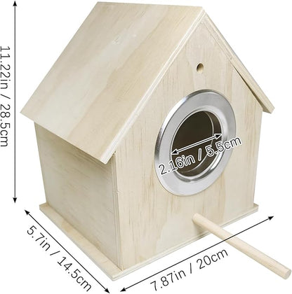 kathson Parakeet Nest Box Bird Nesting House Parrot Breeding Mating Box for Lovebirds Cockatiel Budgie Finch (7.87”x5.7”x11.22”)