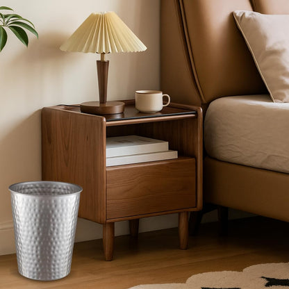 Monarch Abode Metal Bathroom Trash Can – Waste Basket for Bedroom, Office Desk, & Dorm, Hand Hammered, Durable Decorative Pewter Small Trash Can Bathroom Garbage Bin Wastebasket