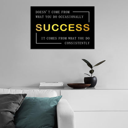 Inspirational Wall Art Home Decor Motivational Success Quotes Canvas Print Positive Affirmation Picture Poster Artwork for Modern Bedroom Living Room Gym Wooden Framed Ready to Hang [12''Wx 18''H]