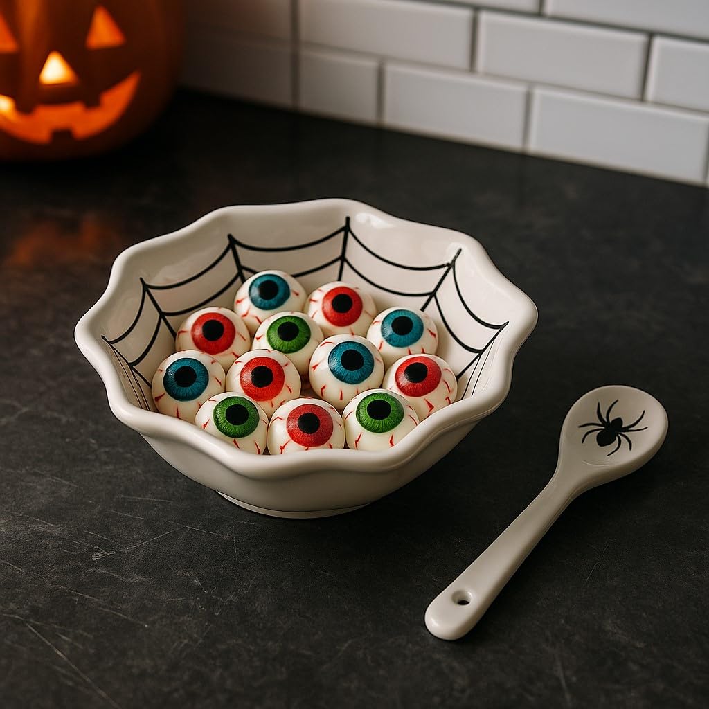 10 Strawberry Street Pumpkin & Web Dip Serving Set, Dip Bowl & Spreader