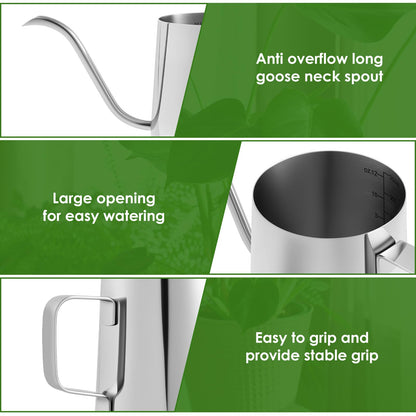 Small Stainless Steel Watering Can for Indoor Plants, 12oz/350ml Mini Plant Watering Pot with Long Spout & Ergonomic Handle for Houseplants, Succulents & Bonsai