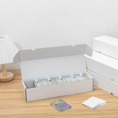 QINGUANG Trading Card Storage Box | 3 Pack • 1100 Count MTG Card Storage Box | with Dividers | White Corrugated Cardboard Sport Card Organizer for Basketball Card/TCG/Magic Collection