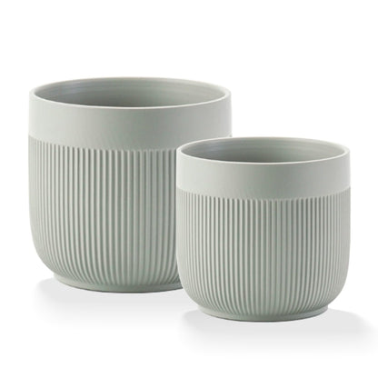 Puoyikt Ceramic 5.2+6.5 inch Planters, Modern Home and Office Flowerpot, Indoor and Outdoor Flowerpot with Drainage Hole (Grey)