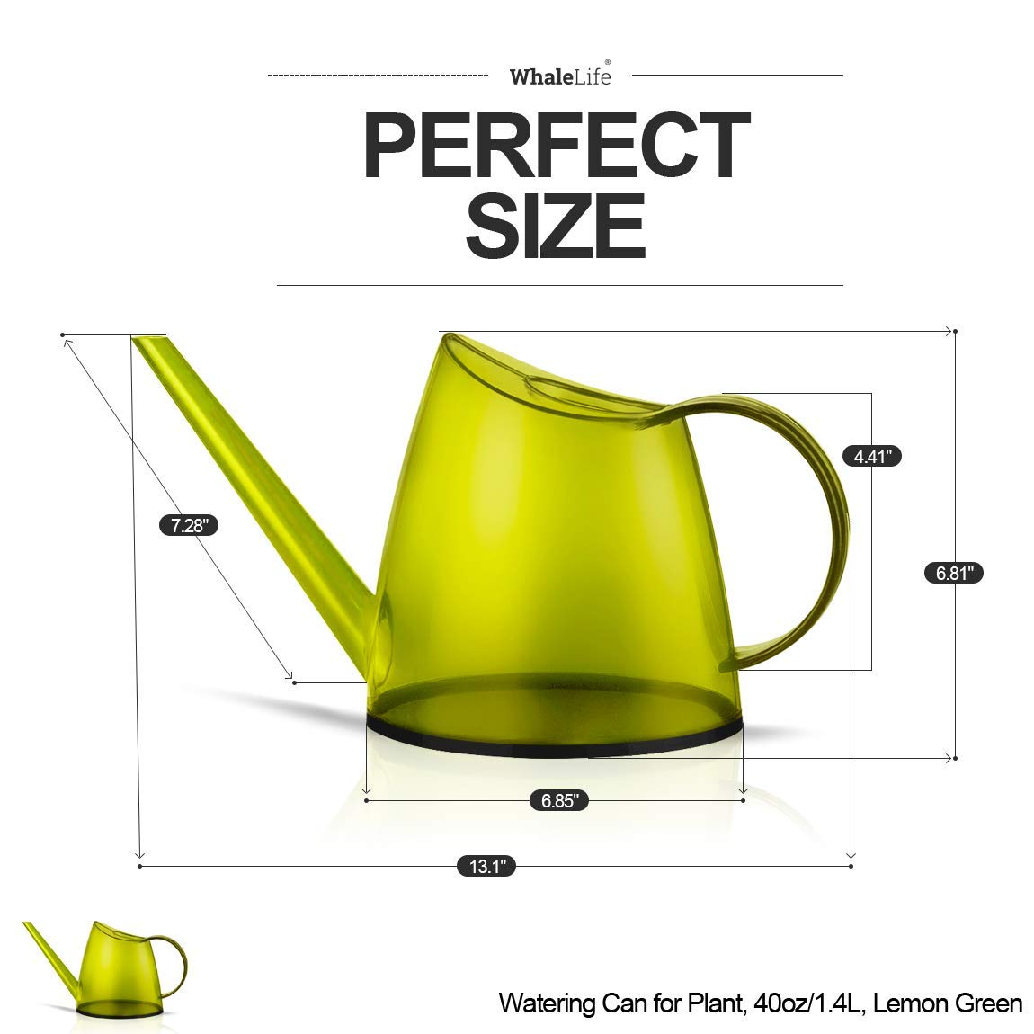 WhaleLife Indoor Watering Can for House Bonsai Plants (1.4L, Green Lemon)