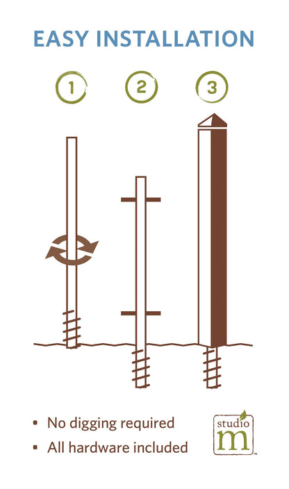 Studio M Art Pole, PVC Weather Resistant Pole with Vinyl Bowl 20 inches Tall Outdoor Decoration for Gardens, Patios, Yards, Landscaping and Birding Accessories, Live Love Garden