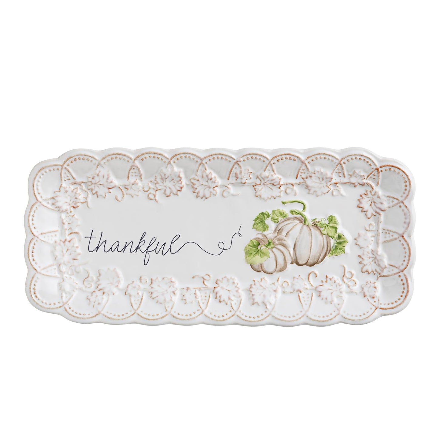 Mud Pie Thanksgiving White Pumpkin Everything Plate