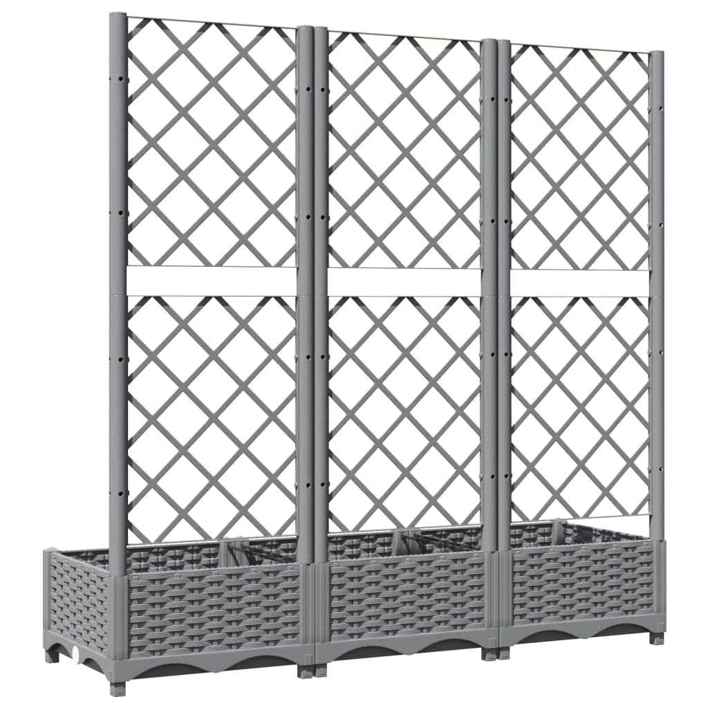 Logeirevo Plastic Garden Planter with Trellis, Outdoor Raised Garden Bed Free-Standing Trellis Planter Box for Vine Climbing Plants Flowers, Light Gray 47.2"x15.7"x47.8" PP,-1745