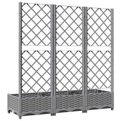 Logeirevo Plastic Garden Planter with Trellis, Outdoor Raised Garden Bed Free-Standing Trellis Planter Box for Vine Climbing Plants Flowers, Light Gray 47.2"x15.7"x47.8" PP,-1745