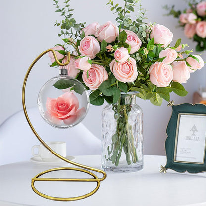 MADOCEGO Ornament Display Stand Hanger,Gold Ornament Party Decoration Holder Air Plant Flower Pot Hanging Terrarium Home Office Decoration
