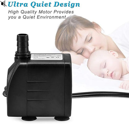 DOMICA 220GPH Ultra Quiet Fountain Pump (15W 800L/H), Small Submersible Pump for Pond, Water Feature, Aquariums, Fish Tanks, Hydroponics, Indoor or Outdoor Fountain (AC Powered)