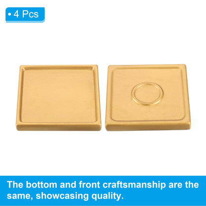PATIKIL 5 Inch Plant Pot Saucers, 4 Pack Ceramic Square Plant Saucer Tray Flower Planter Drip Tray for Indoors Outdoors Patio Balcony, Gold Tone