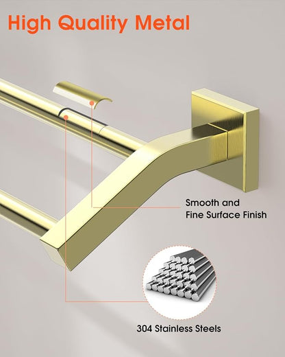 Alise Bath Double Towel Bars Towel Racks for Bathroom,20 Inch Wall Mount Towel Holder Heavy Duty SUS304 Stainless Steel Towel Hanger Towel Rail,Gold
