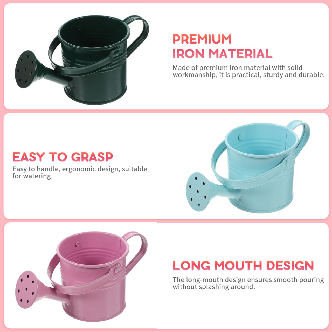 5PCS Mini Watering Cans Kids Metal Watering Can for Indoor Plants, Small Water Can Toddler Gardening Tool Beach Play, Multifunctional Cute Metal Jug for Craft, Home Decor Flower Bucket