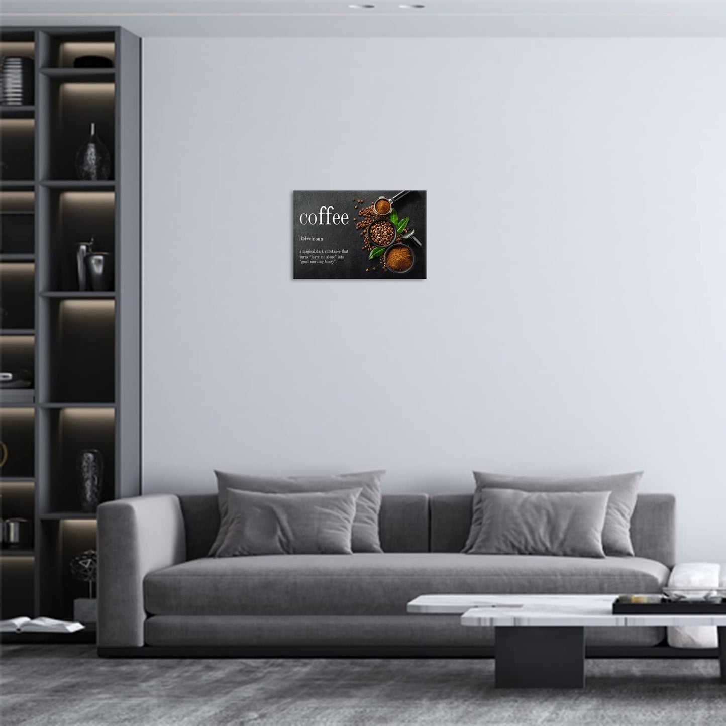 BWSPACE Coffee Bean Decor Canvas Wall Art - Kitchen & Office Modern Coffee Decorations - 12x18 inches
