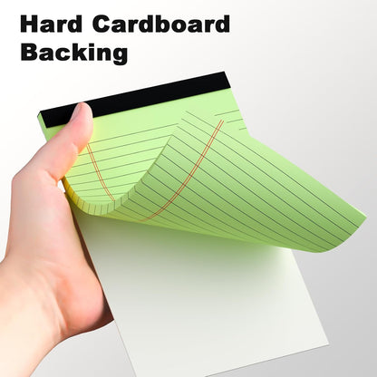 6pcs Small Note Pad 5x8 College Ruled Green Legal Pads Paper Notepads 6 Pack Study Back Writing Pads 5 x 8 Legal Pads Perforated Narrow Ruled Pads of Paper Green