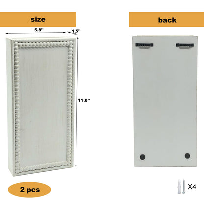 dugunusu Wood Wall Planter Set of 2, Farmhouse Wall Hanging Decor Pocket Planter for Greenery and Dried Flowers, Rustic Indoor Wood Hanging Vase (White)
