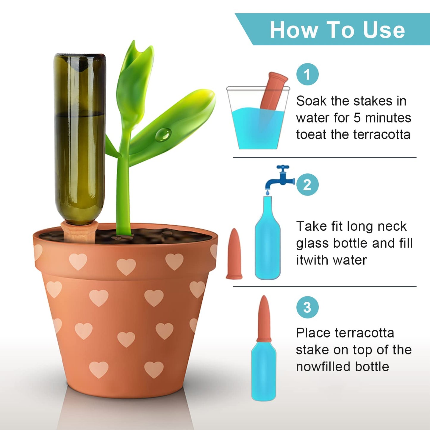 10 Pieces of Plant Watering Piles, Plant Watering Devices,Plant Water Seepage Devices, Clay self Watering Nails, Used for Automatic Watering Systems for Indoor and Outdoor Plants in Vacation Homes